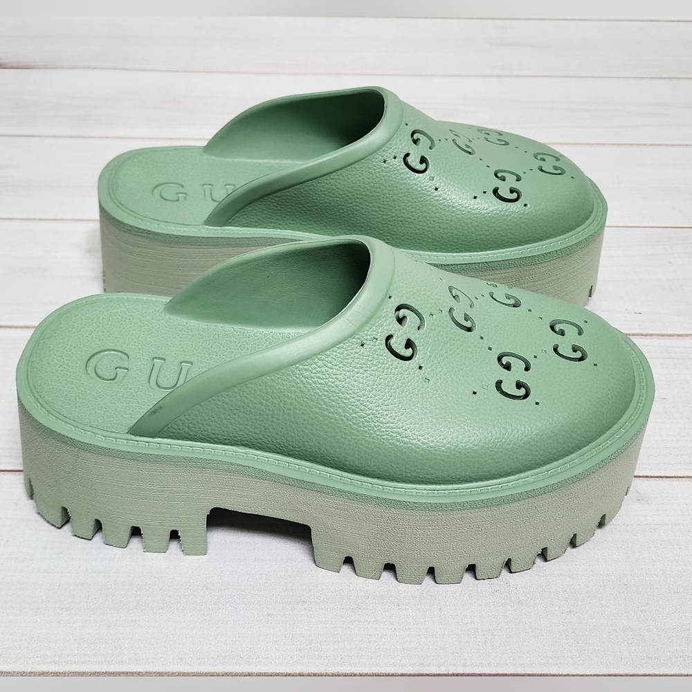 Gucci Mint Green Platform Clogs - image 2